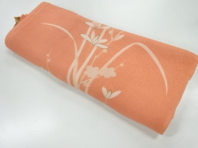 アンティーク　草花模様着物洗い張り